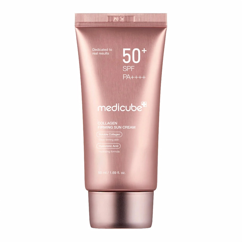 کرم ضدآفتاب تونآپ و سفت‌کننده **Medicube Collagen Firming Sunscreen SPF50+ PA++++**  