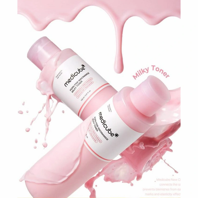تونر میلکی PDRN و نیاسینامید جوانساز و روشن کننده مدی کیوب Medicube PDRN Pink Niacinamide Milky Toner